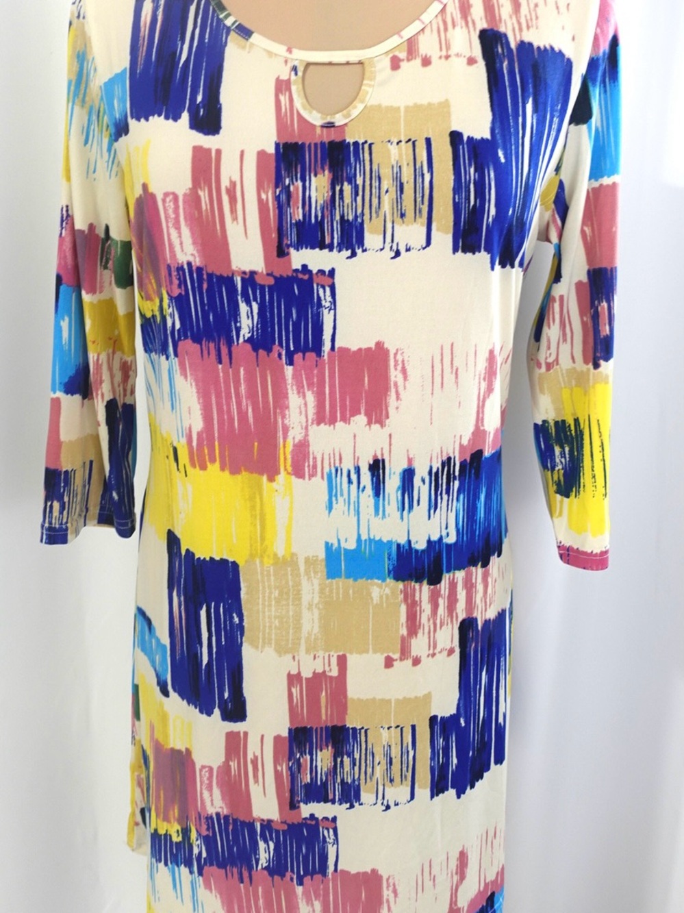 Adore Cream Brushstroke Shift Dress with Multi-Color Print